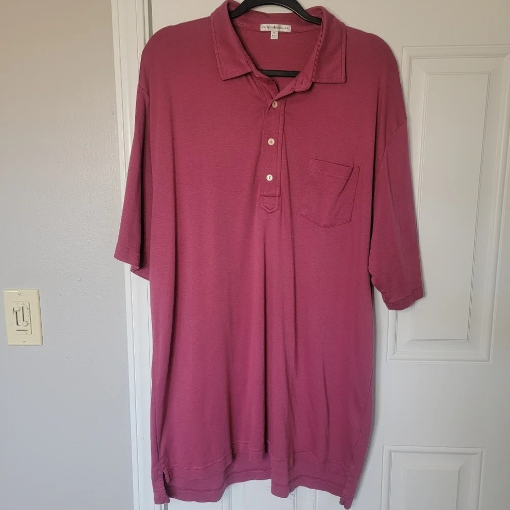 Peter Millar Wilshire Golf Polo 100% Cotton Preppy Sports Athlesiure Mauve XL